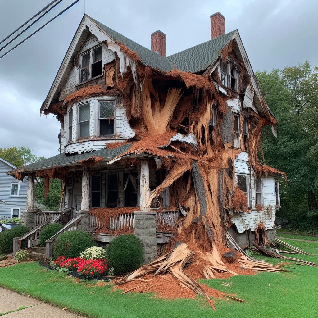 Signs Your Canton Home Needs a Tree Inspection Damaged tree on an Canton home showing signs of disease and decay